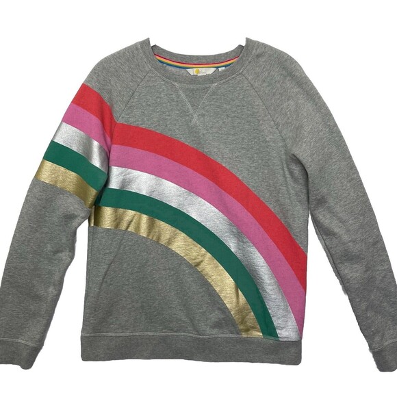 Boden Tops - Boden Womens Grey Metallic Rainbow Stripe Sweatshirt Jumper Size XS Raglan